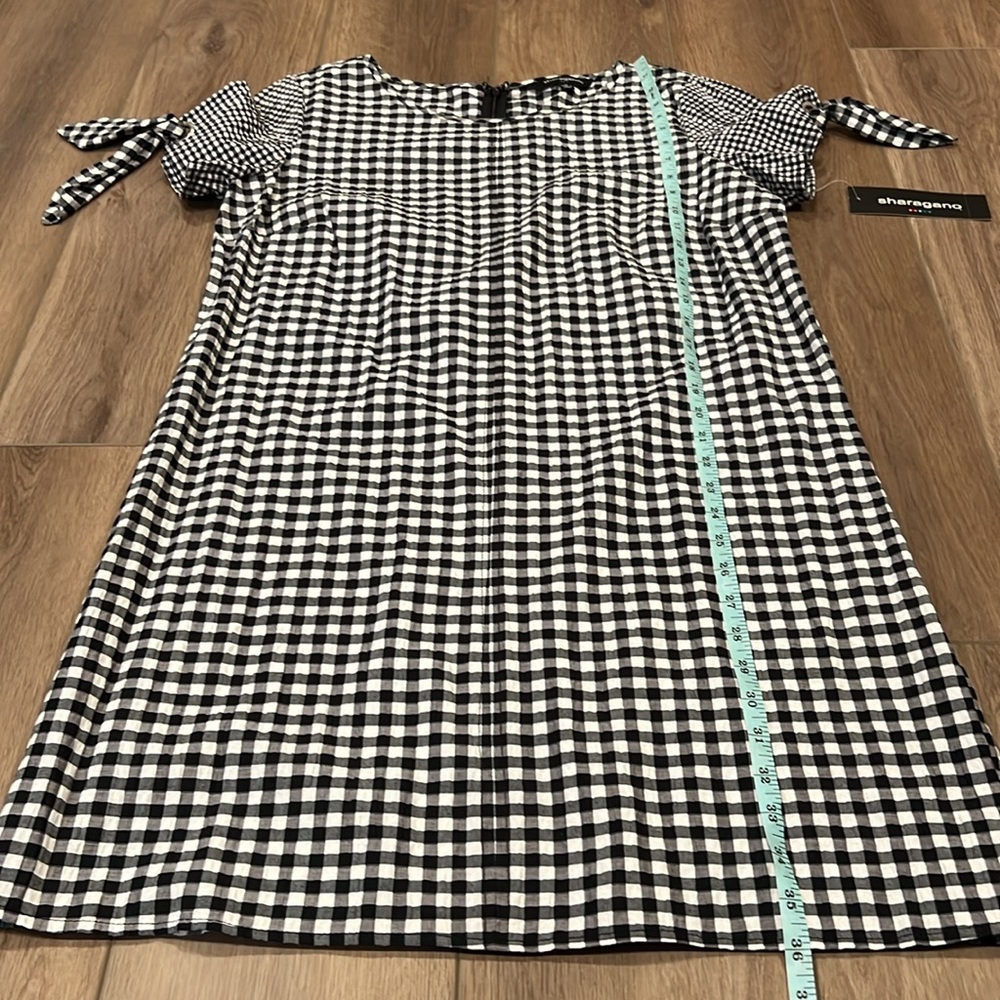 NWT Sharagano Grace Gingham Dress Size 10 Black/White Checkered Classic - Picture 9 of 16